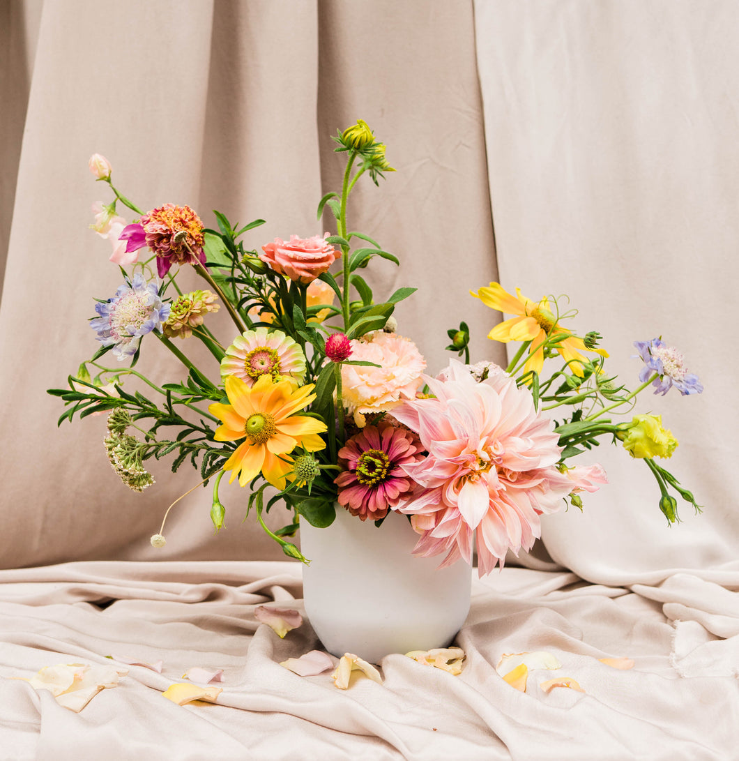 Grande Dame Fresh Flower Arrangement Centerpiece with Vase